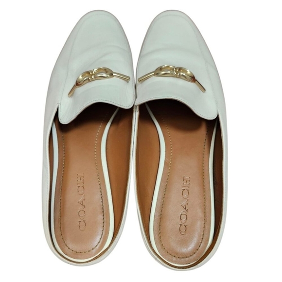 Coach Sienna Slide Loafers Shoes Women's Size 10 Color Chalk Leather Slip On - Picture 7 of 12
